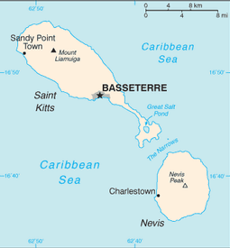 Map of Saint Kitts and Nevis